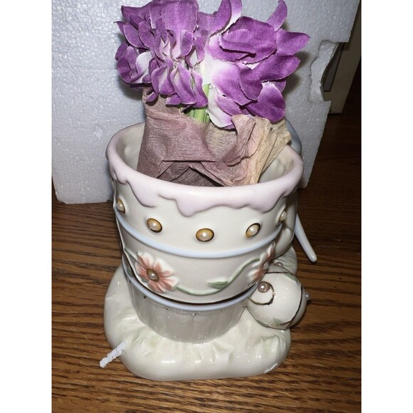 LENOX Petals and Pearls PAINTING PRETTY CHICK Eggs & flowers in pot *READ - Picture 7 of 16